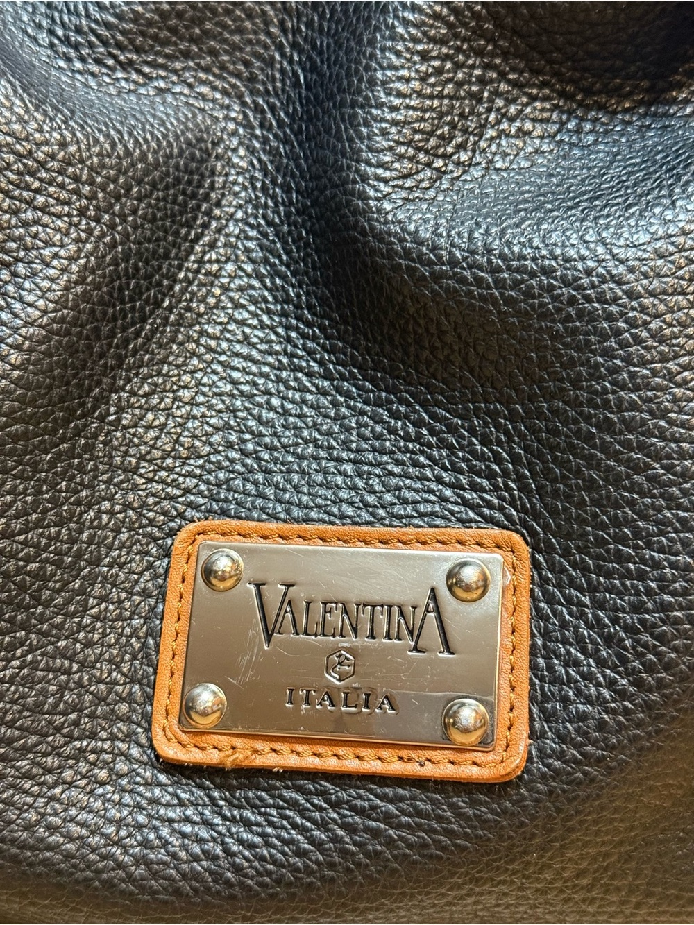 Valentina Italia Large Black & Tan Leather Slouchy Tote Shoulder Bag - Picture 4 of 16